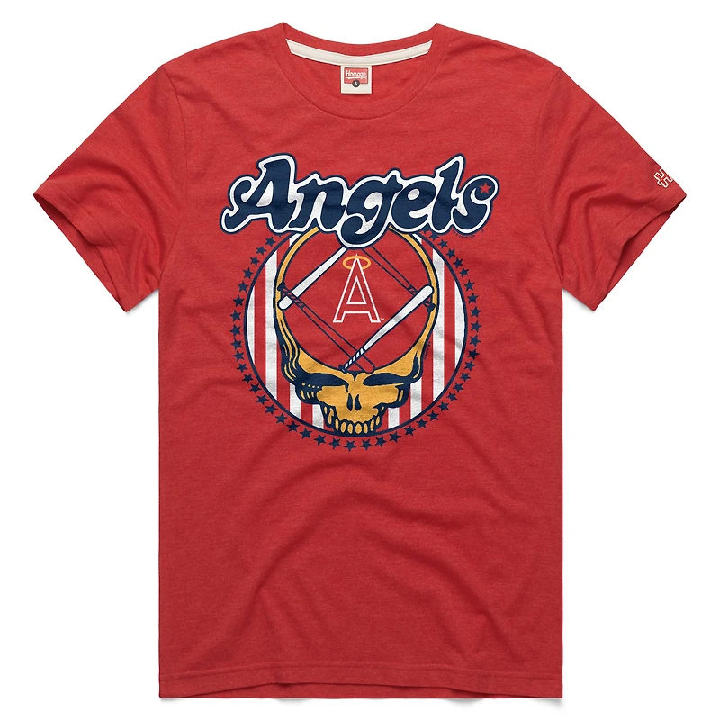 Unisex Homage Red Los Angeles Angels MLB x Grateful Dead Americana Tri-Blend T-Shirt