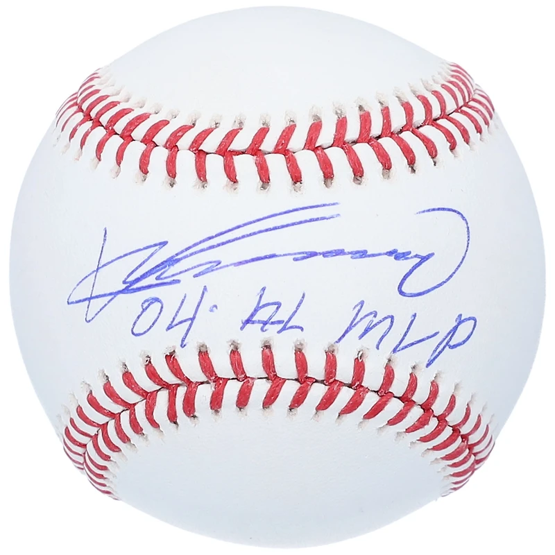 Ballon de baseball autographié par Vladimir Guerrero des Los Angeles Angels avec l'inscription « 04 AL MVP »