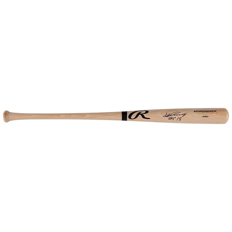 Batte de baseball professionnelle Rawlings Blonde autographiée par Vladimir Guerrero des Los Angeles Angels avec l'inscription « HOF 18 »