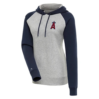 Women's Antigua  Heather Gray/Navy Los Angeles Angels Victory Raglan Sleeve Pullover Hoodie