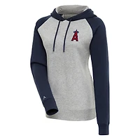 Sweat à capuche manches raglan Victory Antigua Heather Grey/Navy pour femme des Los Angeles Angels