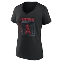T-shirt noir pour femme Los Angeles Angels Home Field Pop personnalisé avec nom et numéro, col en V