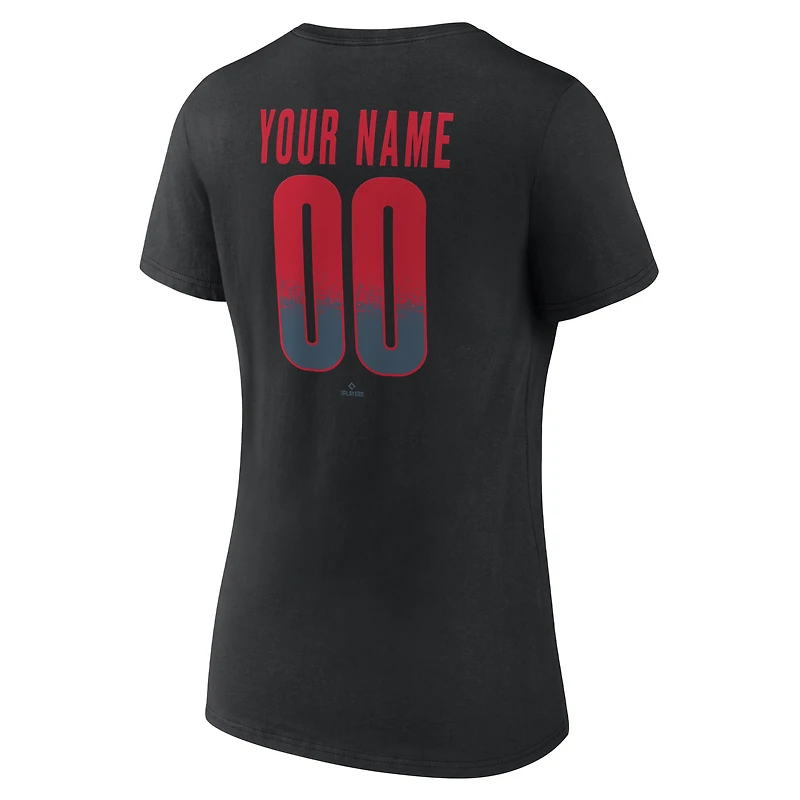 T-shirt noir pour femme Los Angeles Angels Home Field Pop personnalisé avec nom et numéro, col en V