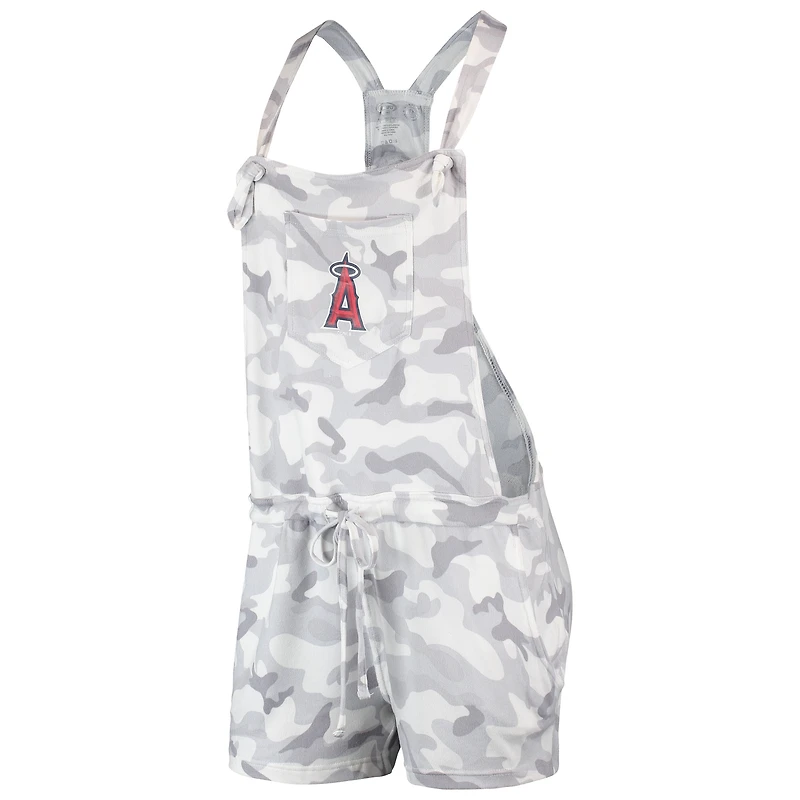 Women's Concepts Sport Gray Los Angeles Angels Camo Romper Overalls