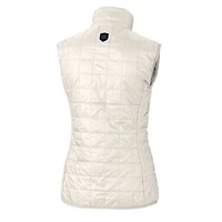 Women's Cutter & Buck Cream Los Angeles Angels Americana Logo Rainier PrimaLoft Womens Eco Insulated Full-Zip Puffer Vest