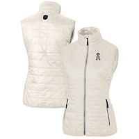 Women's Cutter & Buck Cream Los Angeles Angels Americana Logo Rainier PrimaLoft Womens Eco Insulated Full-Zip Puffer Vest