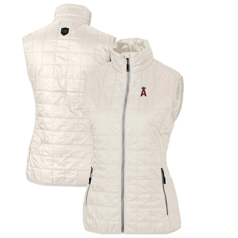 Women's Cutter & Buck Cream Los Angeles Angels Rainier PrimaLoft Eco Full-Zip Puffer Vest