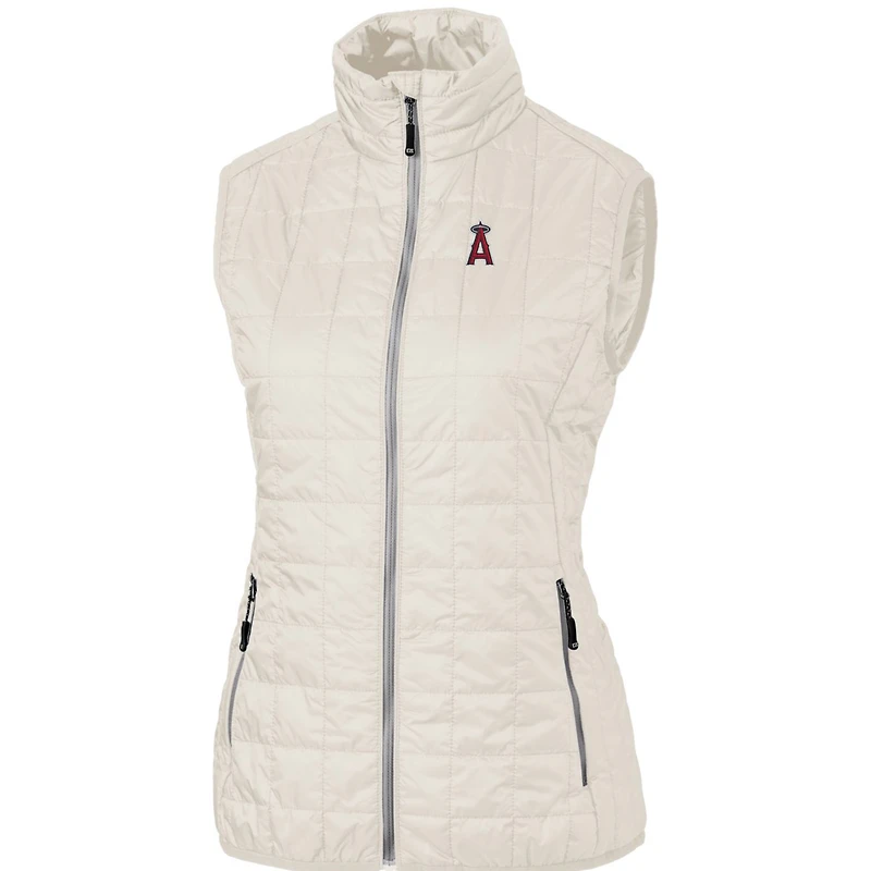 Women's Cutter & Buck Cream Los Angeles Angels Rainier PrimaLoft Eco Full-Zip Puffer Vest