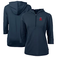 Women's Cutter & Buck Navy Los Angeles Angels City Connect Virtue Eco Pique Recycled Half-Zip Pullover Hoodie