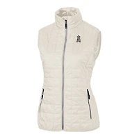 Women's Cutter & Buck Oatmeal Los Angeles Angels Rainier PrimaLoft Eco Insulated Full-Zip Puffer Vest
