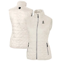 Women's Cutter & Buck Oatmeal Los Angeles Angels Rainier PrimaLoft Eco Insulated Full-Zip Puffer Vest