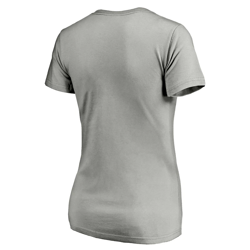 T-shirt à col en V avec logo officiel Fanatics pour femmes, gris chiné, Los Angeles Angels Core