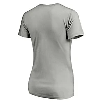 T-shirt à col en V avec logo officiel Fanatics pour femmes, gris chiné, Los Angeles Angels Core