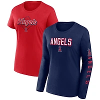 Women's Fanatics Navy/Red Los Angeles Angels T-Shirt Combo Pack