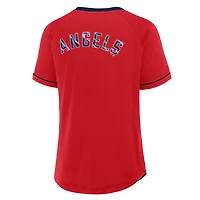 T-shirt col en V raglan rouge pour femme Los Angeles Angels League Diva Star Fanatics
