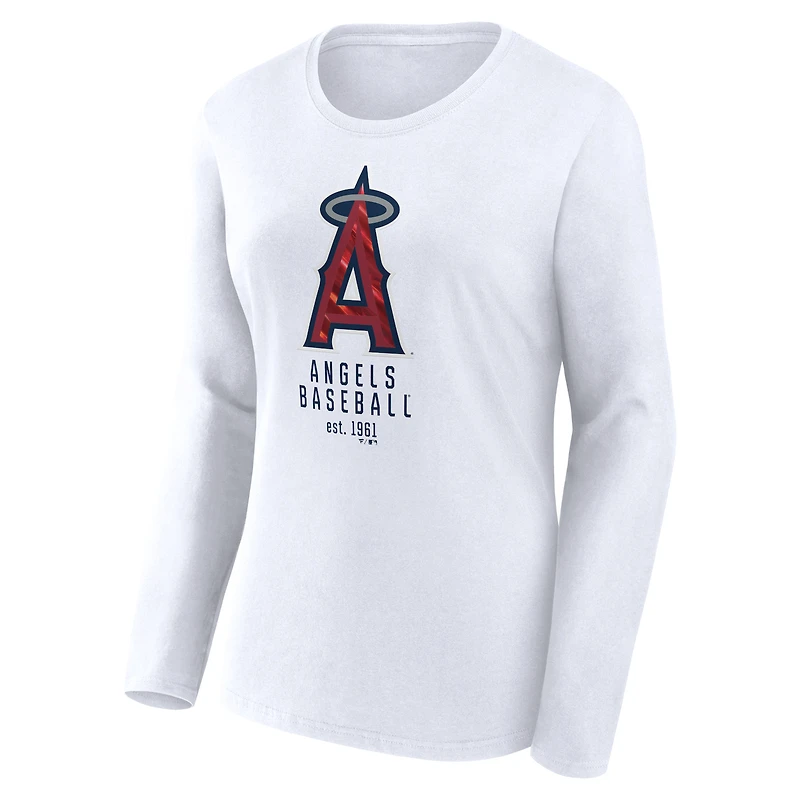 T-shirt léger ajusté à manches longues blanc Los Angeles Angels Fanatics pour femmes