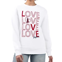 Women's G-III 4Her by Carl Banks White Los Angeles Angels Love Team Logo Fleece Pullover Sweatshirt