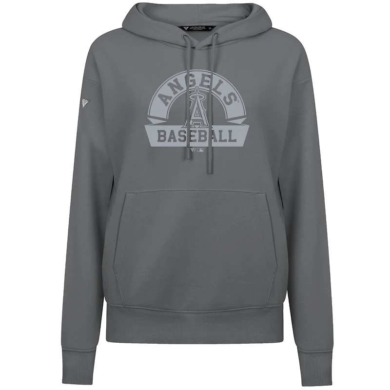 Women's Levelwear Gray Los Angeles Angels Adorn Banner Arch Pullover Hoodie