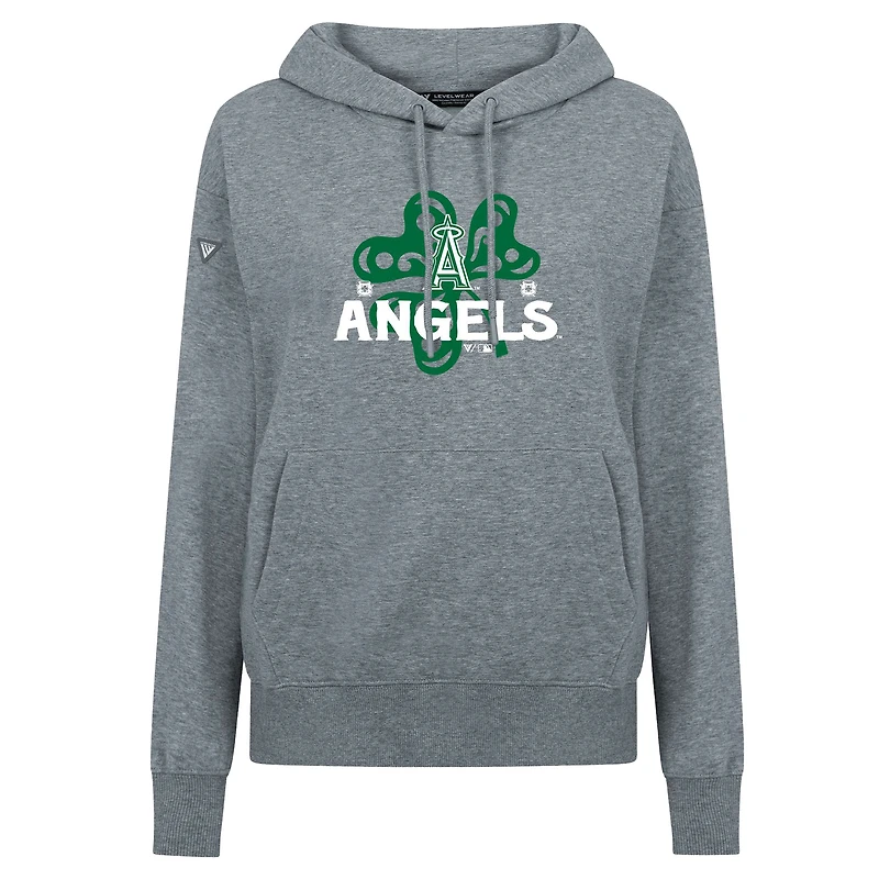 Sweat à capuche gris pour femme Los Angeles Angels St. Patrick's Day Adorn Shamrock