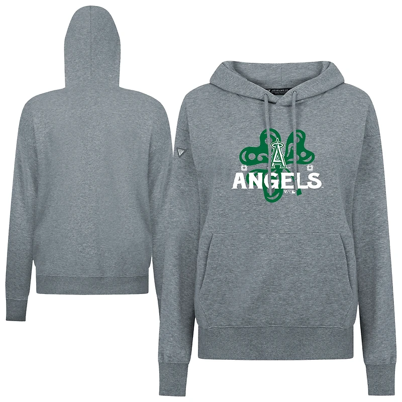 Sweat à capuche gris pour femme Los Angeles Angels St. Patrick's Day Adorn Shamrock