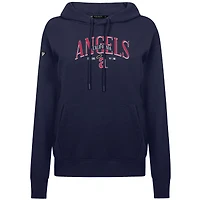 Women's Levelwear Navy Los Angeles Angels  Adorn Throwback Spellout Pullover Hoodie