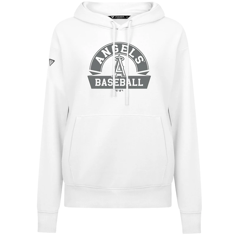 Women's Levelwear White Los Angeles Angels Adorn Banner Arch Pullover Hoodie