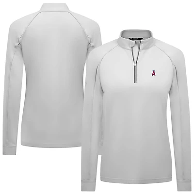 Women's Levelwear White Los Angeles Angels Kinetic Insignia 2.0 Raglan Quarter-Zip Top