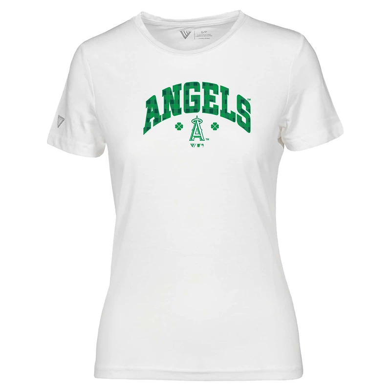 Women's Levelwear White Los Angeles Angels St. Patrick's Day Maddox Plaid T-Shirt