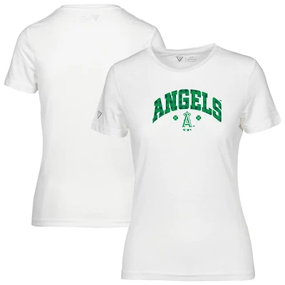 Women's Levelwear White Los Angeles Angels St. Patrick's Day Maddox Plaid T-Shirt