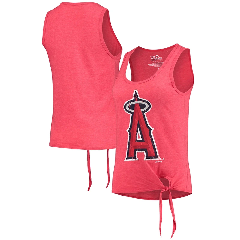 Débardeur tri-mélange rouge Majestic Threads Los Angeles Angels à encolure dégagée et dos nageur pour femmes