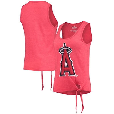 Débardeur tri-mélange rouge Majestic Threads Los Angeles Angels à encolure dégagée et dos nageur pour femmes