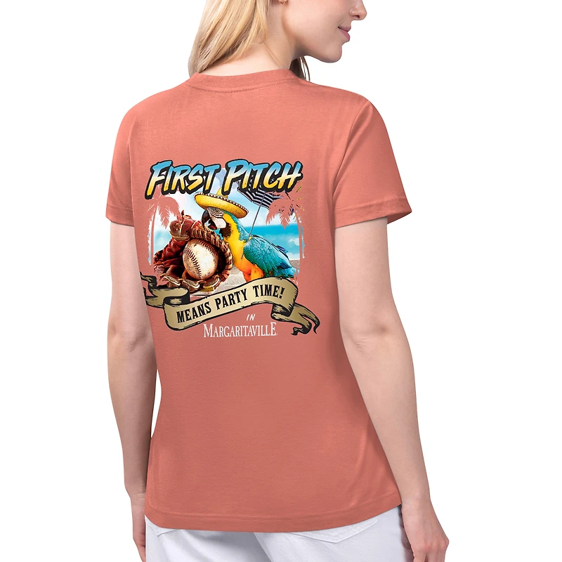 Margaritaville Coral Los Angeles Angels Game Time T-shirt à col en V pour femmes