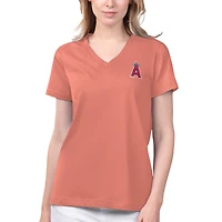Margaritaville Coral Los Angeles Angels Game Time T-shirt à col en V pour femmes