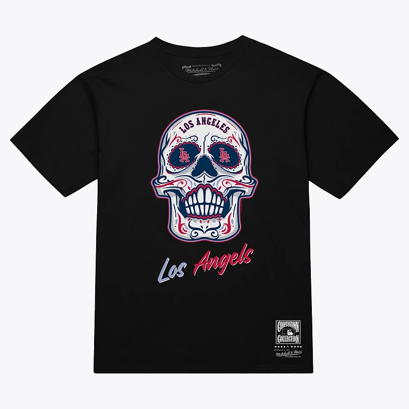 Women's Mitchell & Ness Black Los Angeles Angels Sugar Skull Boxy T-Shirt