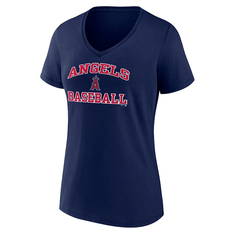 Women's Navy Los Angeles Angels Heart & Soul V-Neck T-Shirt