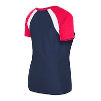 T-shirt à col en V chiné Los Angeles Angels New Era pour femme bleu marine