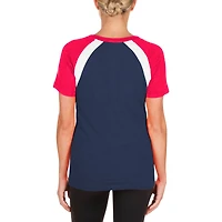 T-shirt à col en V chiné Los Angeles Angels New Era pour femme bleu marine