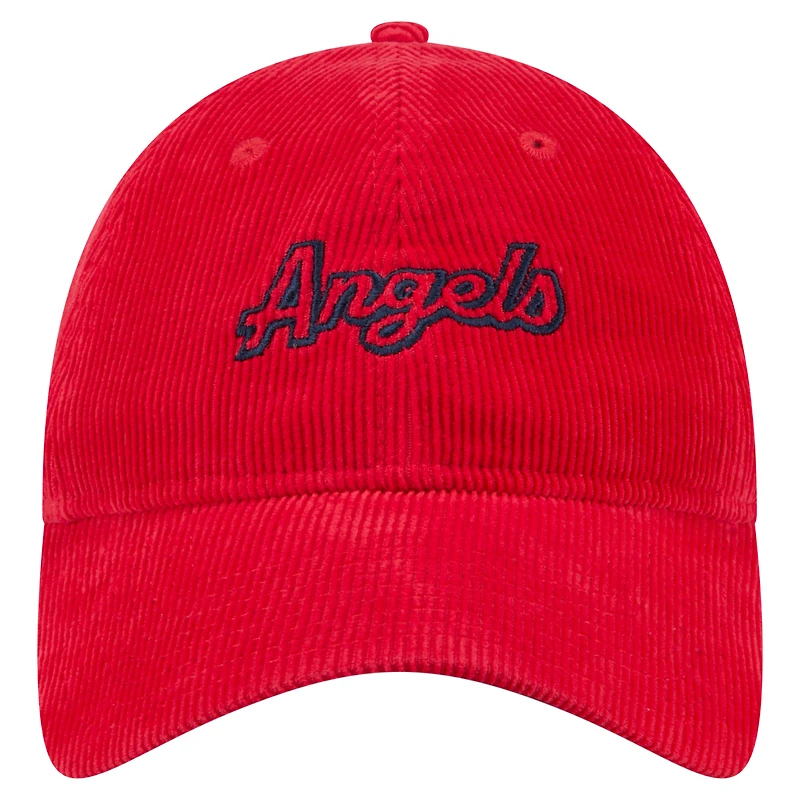 Casquette ajustable en velours côtelé rouge 9TWENTY des Los Angeles Angels de New Era pour femme