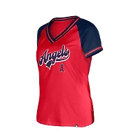 Women's New Era  Red Los Angeles Angels Gameday V-Neck T-Shirt