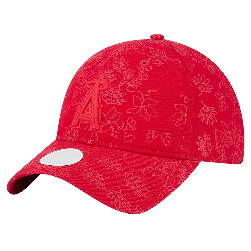 Casquette ajustable à imprimé floral ton sur ton 9TWENTY Los Angeles Angels de New Era pour femme