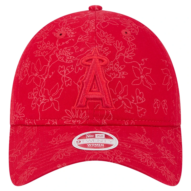 Casquette ajustable à imprimé floral ton sur ton 9TWENTY Los Angeles Angels de New Era pour femme