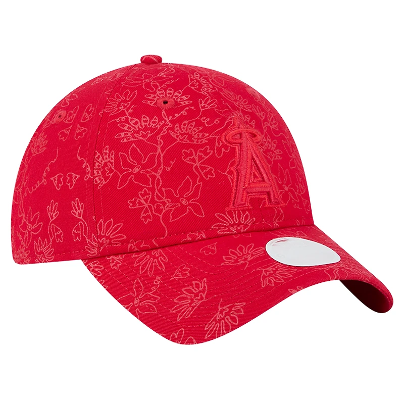 Casquette ajustable à imprimé floral ton sur ton 9TWENTY Los Angeles Angels de New Era pour femme