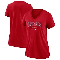 T-shirt à col en V Nike rouge chiné pour femme