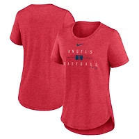 T-shirt Nike rouge chiné Los Angeles Angels Knockout Team Stack Tri-Blend pour femme