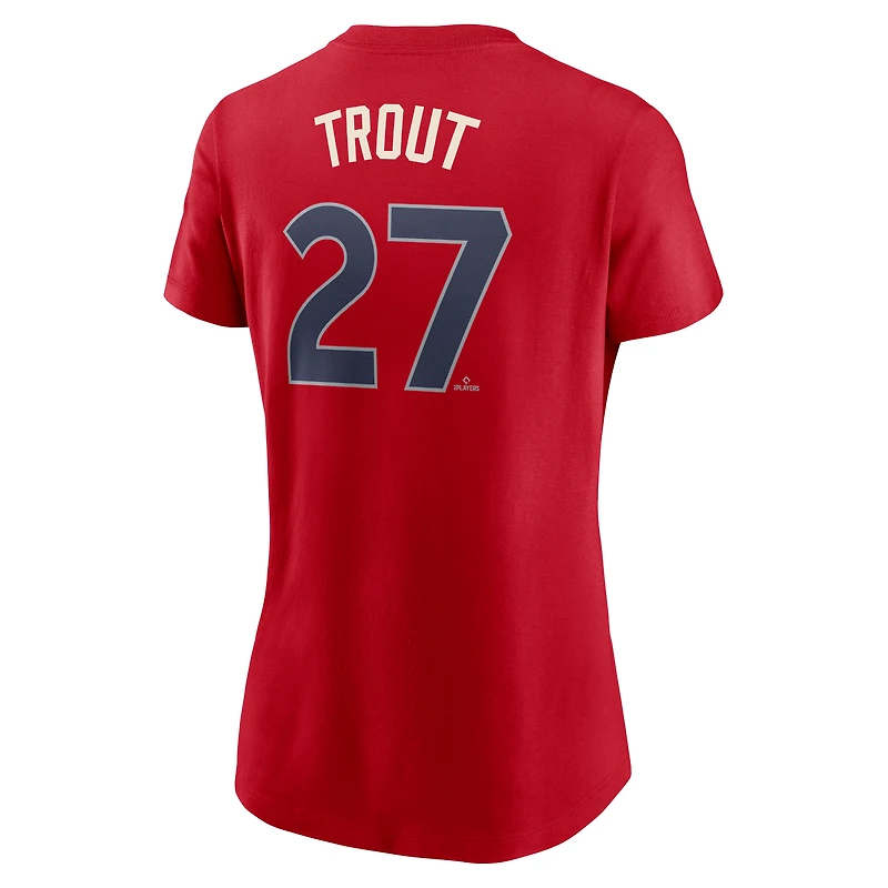 T-shirt Nike Mike Trout pour femme, rouge, Los Angeles Angels 2024 City Connect Fuse, nom et numéro du joueur