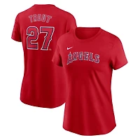 T-shirt Nike rouge Mike Trout pour femme avec nom et numéro Fuse des Los Angeles Angels
