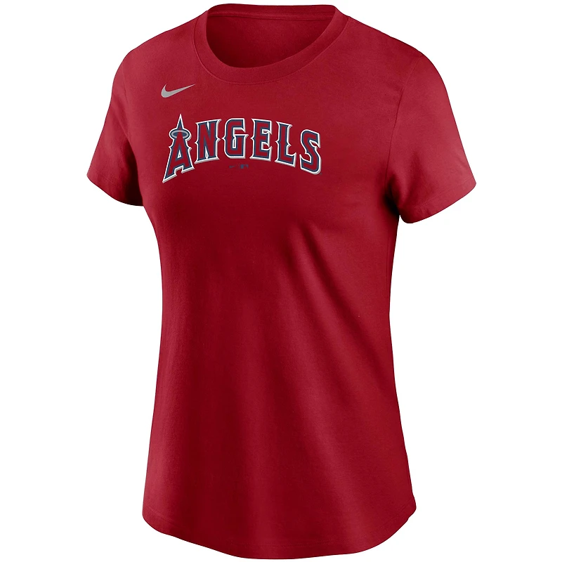 T-shirt avec nom et numéro des Los Angeles Angels Nike Mike Trout pour femme, rouge