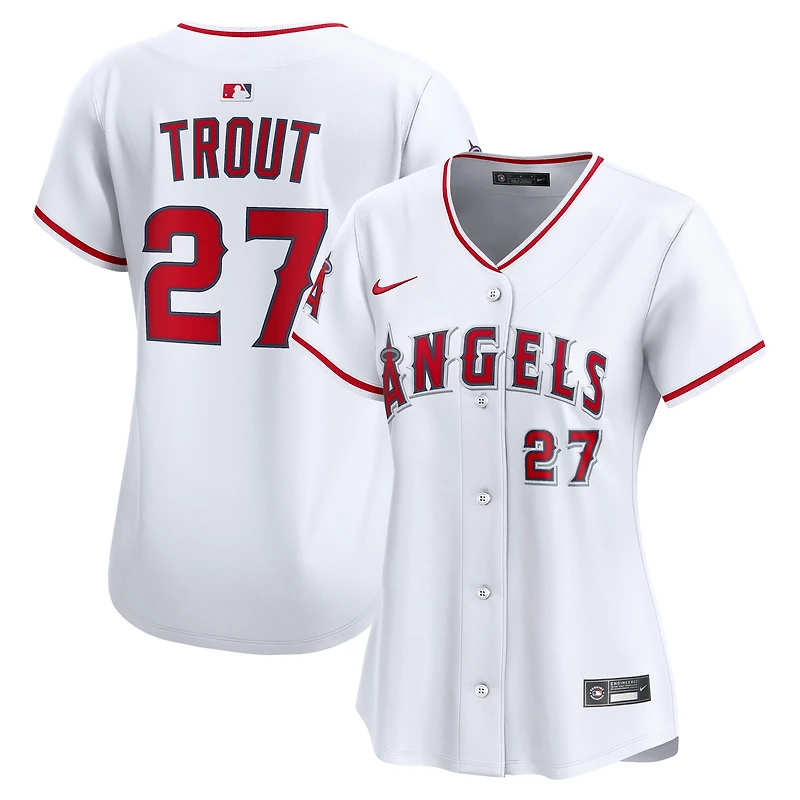 Maillot Nike Mike Trout blanc Los Angeles Angels domicile en édition limitée pour femme