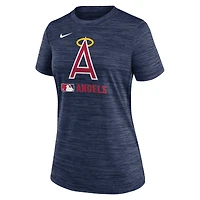 T-shirt Nike Velocity Dri-FIT pour femme, collection authentique Los Angeles Angels, bleu marine, logo alternatif