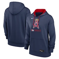 Women's Nike Navy Los Angeles Angels Authentic Collection Lockup Alternate Logo Therma Hoodie